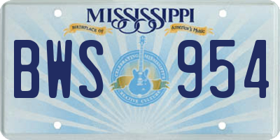 MS license plate BWS954