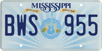MS license plate BWS955