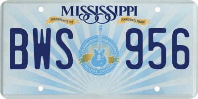 MS license plate BWS956