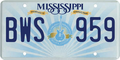 MS license plate BWS959