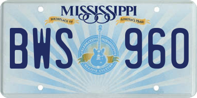 MS license plate BWS960