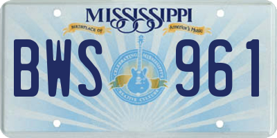MS license plate BWS961