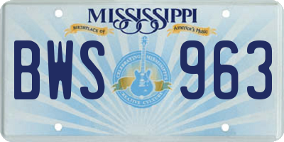 MS license plate BWS963