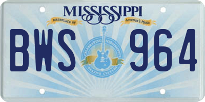 MS license plate BWS964