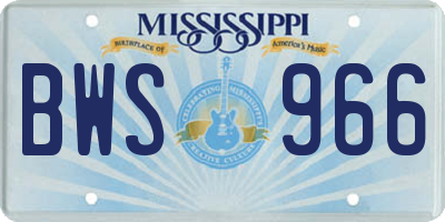 MS license plate BWS966