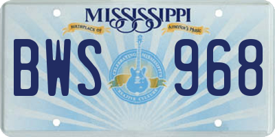 MS license plate BWS968