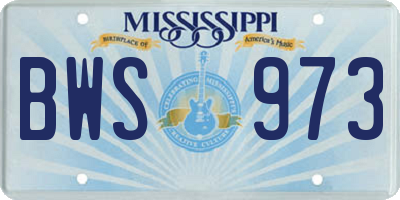 MS license plate BWS973
