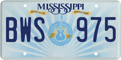 MS license plate BWS975