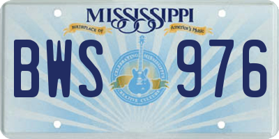 MS license plate BWS976