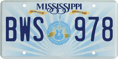 MS license plate BWS978