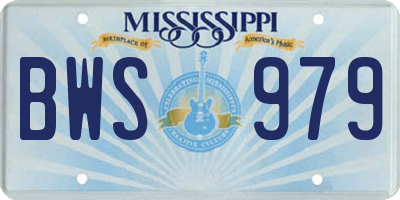 MS license plate BWS979