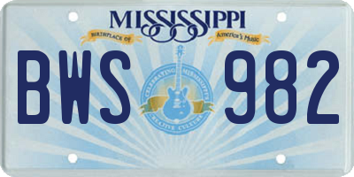 MS license plate BWS982