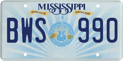 MS license plate BWS990