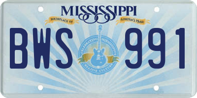 MS license plate BWS991