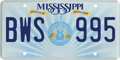 MS license plate BWS995