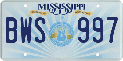 MS license plate BWS997