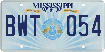 MS license plate BWT054