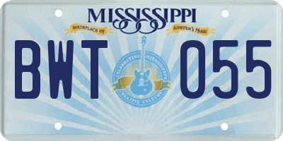 MS license plate BWT055