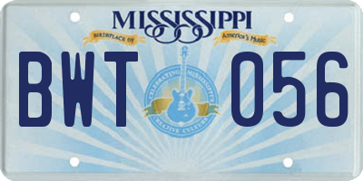MS license plate BWT056
