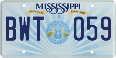 MS license plate BWT059
