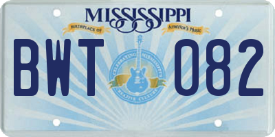 MS license plate BWT082