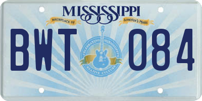 MS license plate BWT084