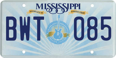 MS license plate BWT085