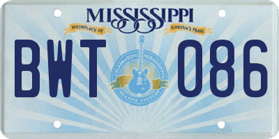 MS license plate BWT086
