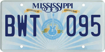 MS license plate BWT095