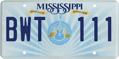 MS license plate BWT111