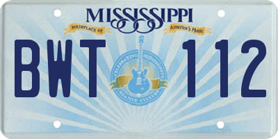 MS license plate BWT112