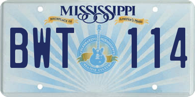 MS license plate BWT114