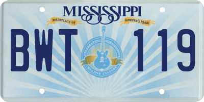 MS license plate BWT119