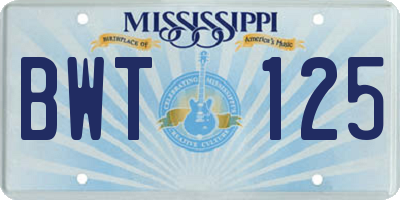 MS license plate BWT125