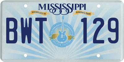 MS license plate BWT129