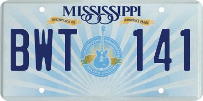 MS license plate BWT141