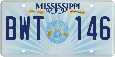 MS license plate BWT146