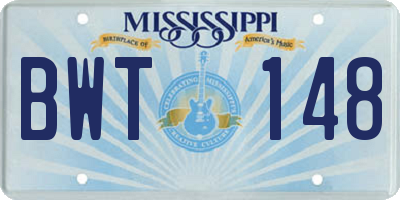 MS license plate BWT148