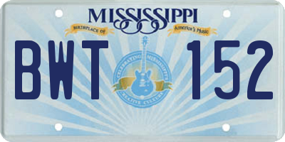 MS license plate BWT152