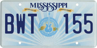 MS license plate BWT155