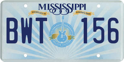 MS license plate BWT156