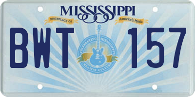 MS license plate BWT157