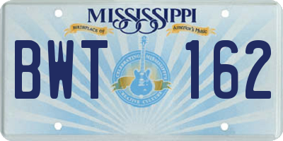 MS license plate BWT162