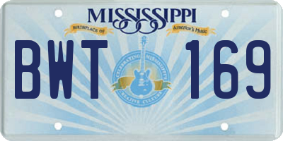MS license plate BWT169