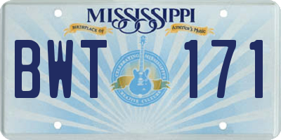 MS license plate BWT171