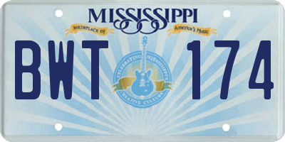 MS license plate BWT174