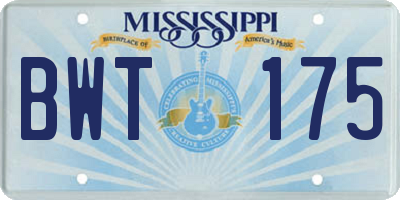 MS license plate BWT175