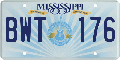 MS license plate BWT176