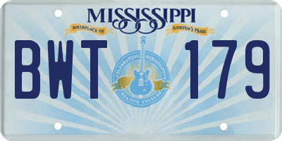 MS license plate BWT179