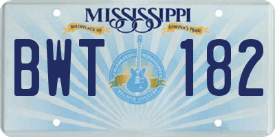 MS license plate BWT182
